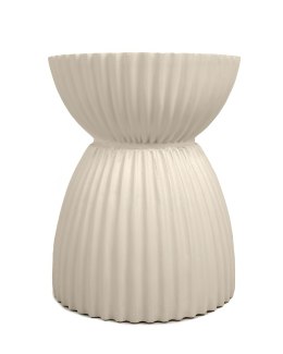 ELEGANCKI OKRĄGŁY STOLIK GLAMOUR - VENICE, BEŻOWY, DO SALONU, DREWNO, 36 CM