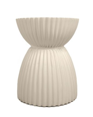 ELEGANCKI OKRĄGŁY STOLIK GLAMOUR - VENICE, BEŻOWY, DO SALONU, DREWNO, 36 CM