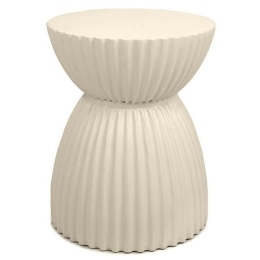 ELEGANCKI OKRĄGŁY STOLIK GLAMOUR - VENICE, BEŻOWY, DO SALONU, DREWNO, 36 CM