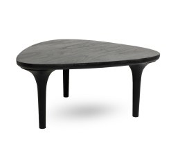 DUŻY CZARNY STOLIK KAWOWY LISBONA, TRÓJKĄTNY, LITE DREWNO, DO SALONU, 90 CM