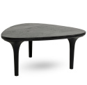 DUŻY CZARNY STOLIK KAWOWY LISBONA, TRÓJKĄTNY, LITE DREWNO, DO SALONU, 90 CM
