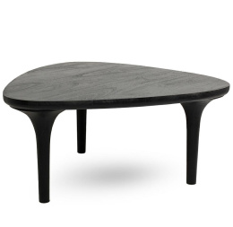 DUŻY CZARNY STOLIK KAWOWY LISBONA, TRÓJKĄTNY, LITE DREWNO, DO SALONU, 90 CM