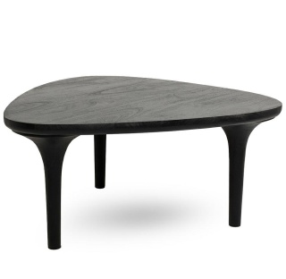 DUŻY CZARNY STOLIK KAWOWY LISBONA, TRÓJKĄTNY, LITE DREWNO, DO SALONU, 90 CM