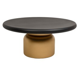 DUŻY OKRĄGŁY STOLIK KAWOWY, CZARNY BLAT, ZŁOTA NOGA, DO SALONU, 90 CM