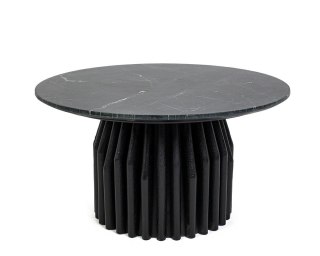 OKRĄGŁY CZARNY STOLIK KAWOWY, MARMUROWY - ARGENTINE, DO SALONU, 75 CM