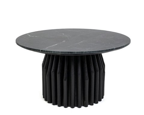 OKRĄGŁY CZARNY STOLIK KAWOWY, MARMUROWY - ARGENTINE, DO SALONU, 75 CM