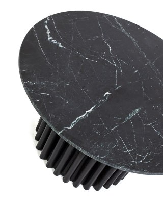 OKRĄGŁY CZARNY STOLIK KAWOWY, MARMUROWY - ARGENTINE, DO SALONU, 75 CM