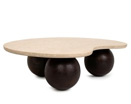 NOWOCZESNY ELEGANCKI STOLIK VICTORIA, KAMIENNY BLAT - TRAWERTYN, 106 CM