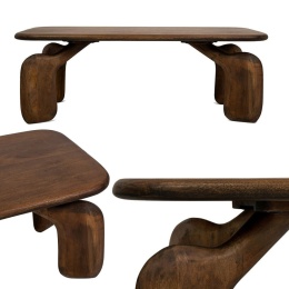 STOLIK KAWOWY OREGON, CIEMNY BRĄZOWY, DREWNO, DO SALONU, ELEGANCKI 120 CM