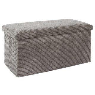 SZARA PROSTOKĄTNA PUFA 2 OSOBOWA, SKŁADANA, ZE SCHOWKIEM, DO SALONU, 76 CM