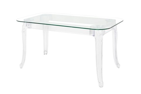 PRZEZROCZYSTY SZKLANY STÓŁ BAROKOWY, PROSTOKĄT, DO JADALNI GLAMOUR 160 CM