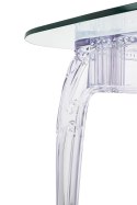 PRZEZROCZYSTY SZKLANY STÓŁ BAROKOWY, PROSTOKĄT, DO JADALNI GLAMOUR 160 CM