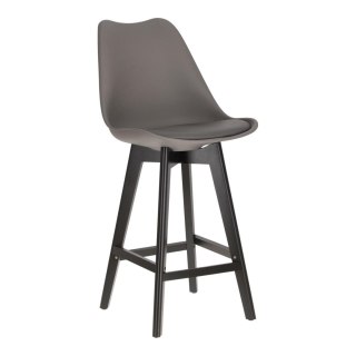 CIEMNY SZARY HOKER NORD, CZARNE NOGI, Z OPARCIEM, DO KUCHNI, WYSPY, 64 CM
