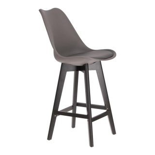 CIEMNY SZARY HOKER NORD, CZARNE NOGI, Z OPARCIEM, DO KUCHNI, WYSPY, 64 CM