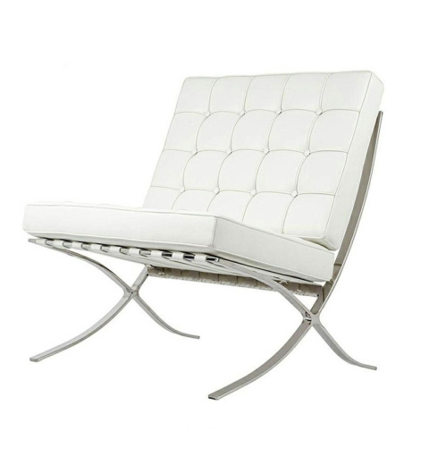 FOTEL BARCELONA, BIAŁY, CHROMOWANY METAL, ELEGANCKI, WYGODNY, PIKOWANY FOTEL BARCELONA, BIAŁY, CHROMOWANY METAL, ELEGANCKI, WYGODNY, PIKOWANY