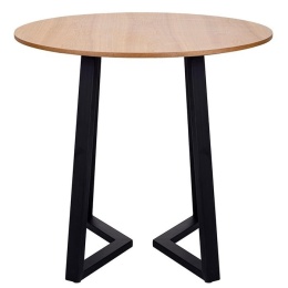 INDUSTRIALNY OKRĄGŁY STÓŁ LOFT, CZARNE METALOWE NOGI, DĘBOWY BLAT MDF 80 CM