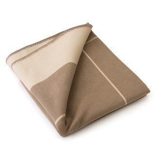 KOC AVENZA 135X175 CM, PLED W KRATĘ, CIEMNY BEŻ, NARZUTA, MIĘKKI, CIEPŁY
