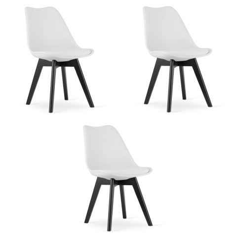 Krzesło MARK - białe / nogi czarne x 3 Krzesło MARK - białe / nogi czarne x 3