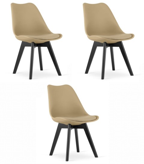 Krzesło MARK - ciemny beż / nogi czarne x 3 Krzesło MARK - ciemny beż / nogi czarne x 3