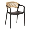 CZARNE KRZESŁO Z PODŁOKIETNIKAMI, BOHO, NA TARAS, BALKON, DO KUCHNI, SALONU