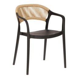 CZARNE KRZESŁO Z PODŁOKIETNIKAMI, BOHO, NA TARAS, BALKON, DO KUCHNI, SALONU