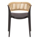 CZARNE KRZESŁO Z PODŁOKIETNIKAMI, BOHO, NA TARAS, BALKON, DO KUCHNI, SALONU