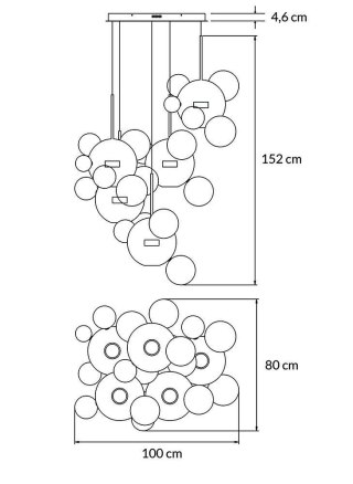LAMPA WISZĄCA SFERICA, ŻYRANDOL, SZKLANE KULE, LED, ZŁOTA, BAŃKI, SALON