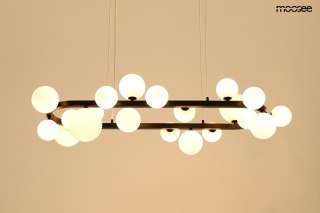 LAMPA WISZĄCA MOOSEE LUMINIS, CZARNA, MLECZNE SZKŁO, KULE, 20XG9, DESIGN