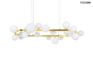 LAMPA WISZĄCA LUMINIS MOOSEE, ZŁOTA, MLECZNE KULE, 20XG9, SALON, DESIGN