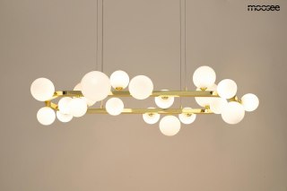 LAMPA WISZĄCA LUMINIS MOOSEE, ZŁOTA, MLECZNE KULE, 20XG9, SALON, DESIGN
