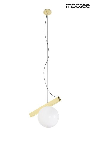 LAMPA WISZĄCA ZŁOTA MOOSEE EQUILIBRA, SZKLANA KULA, DO SALONU, LOFT, G9