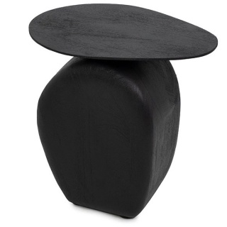 CZARNY STOLIK KAWOWY DO SALONU, NOWOCZESNY, LOFT, BOHO, DREWNO MANGO, 45 CM