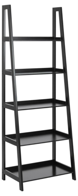 INDUSTRIALNY CZARNY REGAŁ LOFT, MDF, DO SALONU, NA KSIĄŻKI, 180 CM, 5 PÓŁEK