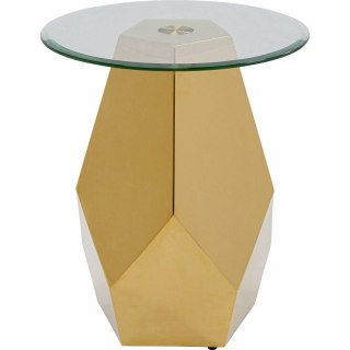 STOLIK KAWOWY ŁAWA KARE AUREO 45 CM, OKRĄGŁY, DO SALONU, ZŁOTY, LOFT, SZKŁO