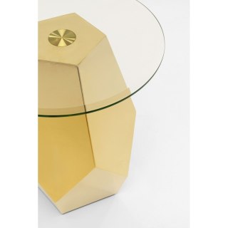 STOLIK KAWOWY ŁAWA KARE AUREO 45 CM, OKRĄGŁY, DO SALONU, ZŁOTY, LOFT, SZKŁO