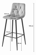 Paleta 50 szt. - Hoker NADO - ciemny szary aksamit / nogi czarne