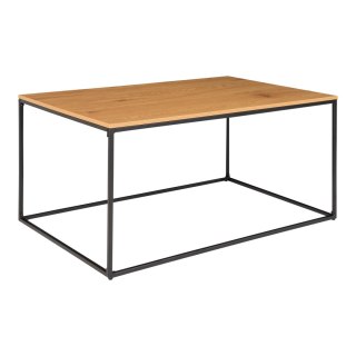 STOLIK KAWOWY LOFT, CZARNY METAL, DĄB, DO SALONU, PROSTOKĄTNY, ŁAWA, 90 cm
