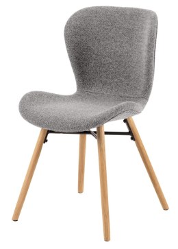 SZARE KRZESŁO BRETANIA, TAPICEROWANE, ELEGANCKIE, DO JADALNI, DREWNO DĘBOWE