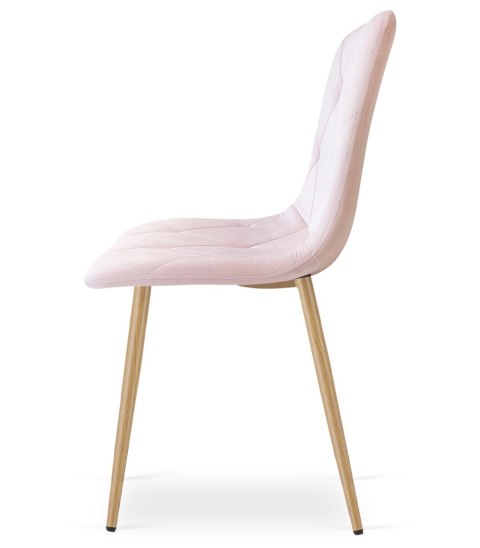 Krzesło LIBRA - jasny róż aksamit / nogi kolor drewna x 1