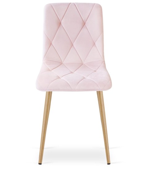 Krzesło LIBRA - jasny róż aksamit / nogi kolor drewna x 1