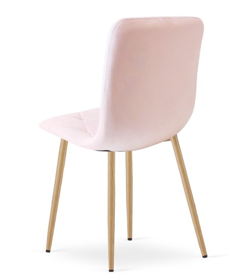 Krzesło LIBRA - jasny róż aksamit / nogi kolor drewna x 1