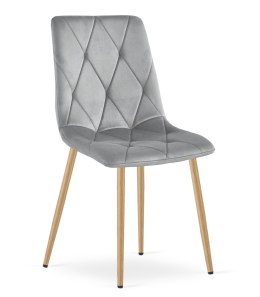 KRZESŁO TAPICEROWANE AURA, DO SALONU, JADALNI, SZARE, WELUROWE, VELVET