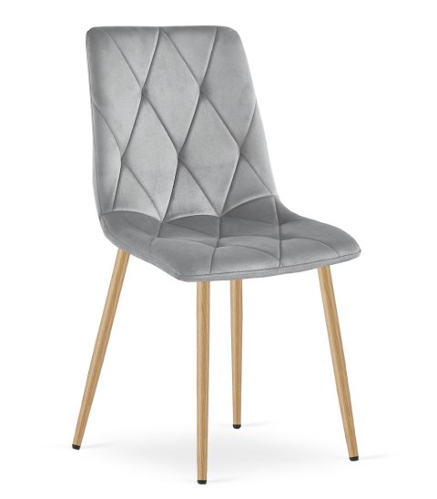 KRZESŁO TAPICEROWANE AURA, DO SALONU, JADALNI, SZARE, WELUROWE, VELVET