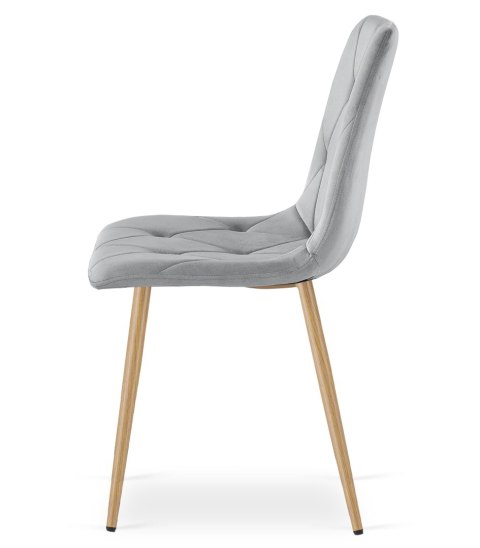 KRZESŁO TAPICEROWANE AURA, DO SALONU, JADALNI, SZARE, WELUROWE, VELVET