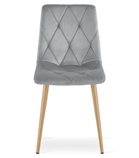 KRZESŁO TAPICEROWANE AURA, DO SALONU, JADALNI, SZARE, WELUROWE, VELVET