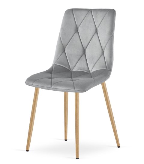 KRZESŁO TAPICEROWANE AURA, DO SALONU, JADALNI, SZARE, WELUROWE, VELVET
