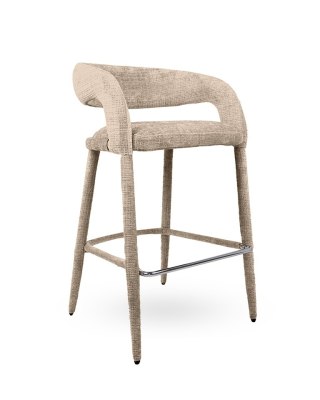 KRZESŁO BAROWE SERENA, HOKER BEŻOWY, SZENILA, DO WYSPY, GLAMOUR, 74CM