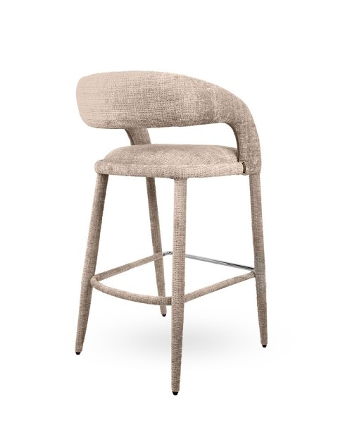 KRZESŁO BAROWE SERENA, HOKER BEŻOWY, SZENILA, DO WYSPY, GLAMOUR, 74CM