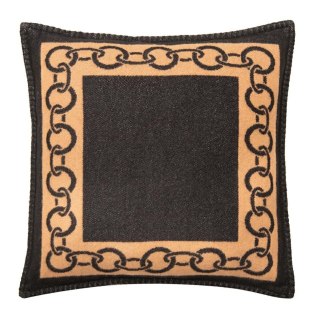 PODUSZKA DEKORACYJNA AVENZA 43X43, CZARNA, BRĄZOWA, WZÓR ŁAŃCUCH, GLAMOUR