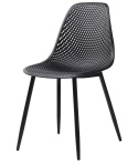 NOWOCZESNE CZARNE KRZESŁO, AŻUROWE, DO JADALNI, DO SALONU, LOFT, METAL